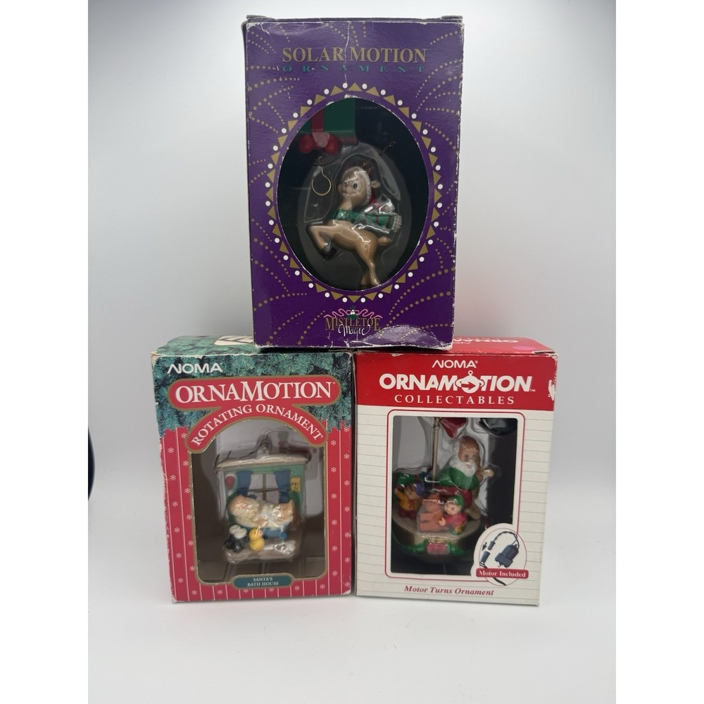 Lot of 3 Noma And Other Christmas Ornaments Vintage Spinning w/ Motors Boxes - Picture 1 of 7